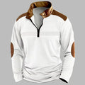 RNSHANGER Spring Men's Stand Collar Long Sleeve POLO Shirt Fashion Striped Casual Loose Patchwork Zipper Long Sleeve Polo Shirt