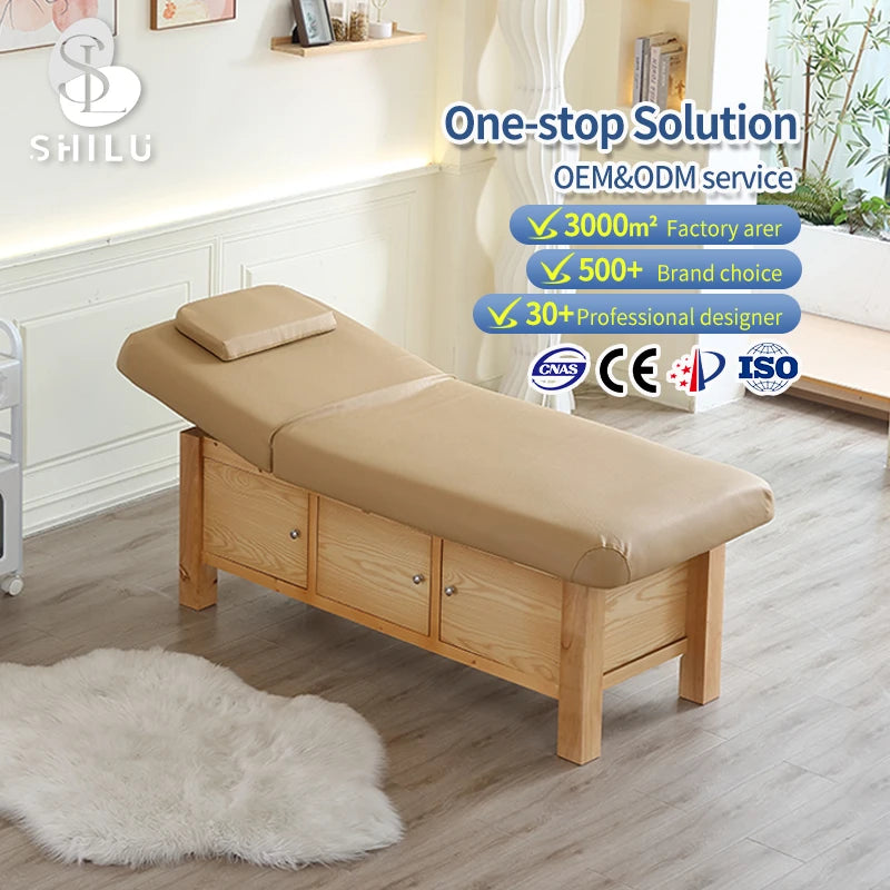 Luxury Modern Solid Wood DMC20 Spa Beauty Salon Table Adjustable Cosmetic Eyelash Facial Treatment Thai Massage Bed Living Room MegaBDM