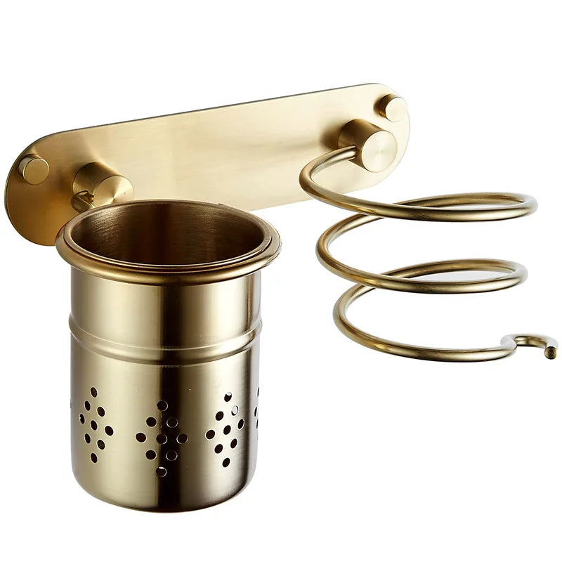 Stainless Steel Wall Mounted Non-Folding Hair Dryer Rack & Holder