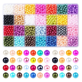 Round Plastic Pearl Beads With Holes Colorful Loose Spacer Beads for DIY Craft Bracelet Necklace Earrings Jewelry Making