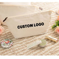 Custom Logo Canvas Zipper Pouch Travel Toiletry Cotton Canvas Cosmetic Makeup Bag for Pencil Case Bags