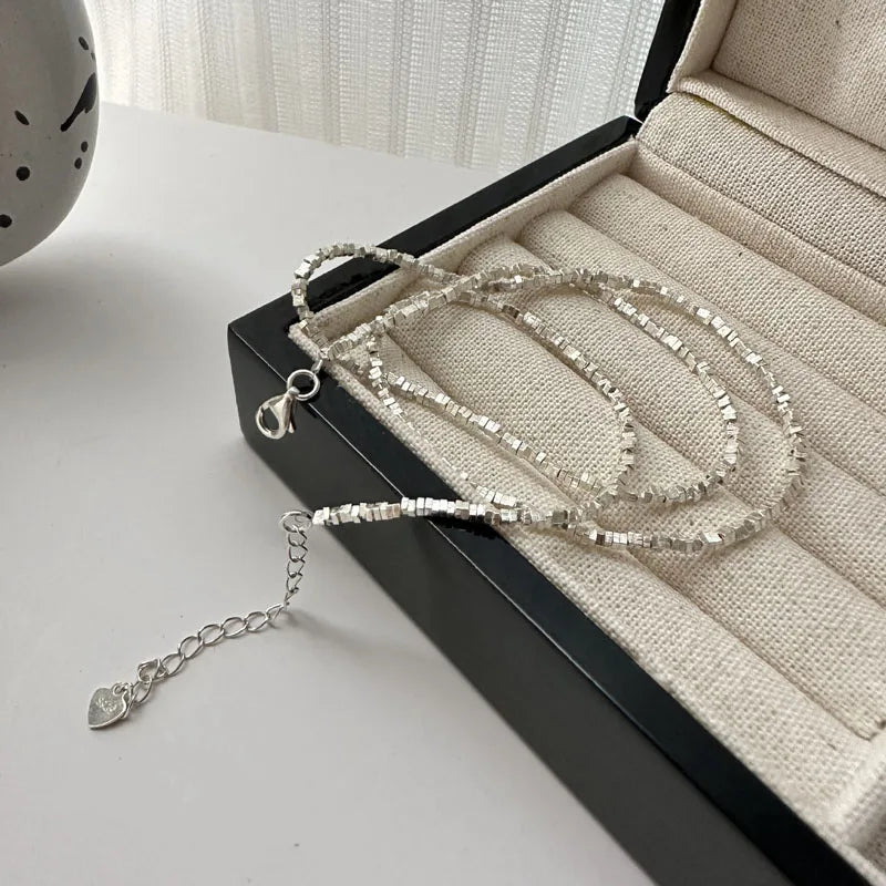 Luxury 100% Real 925 Sterling Silver Necklaces Vintage Geometric Beads Beaded Necklaces Bracelets Women Fine Jewelry