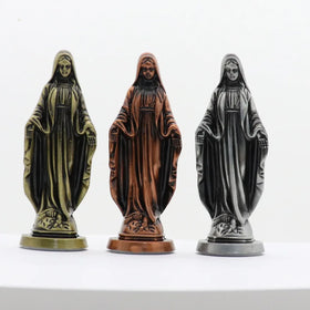 Metal Crafts Religious Decoration Virgin Mary Our Lady Figurine Car Home Desktop Ornaments Catholic Crafts