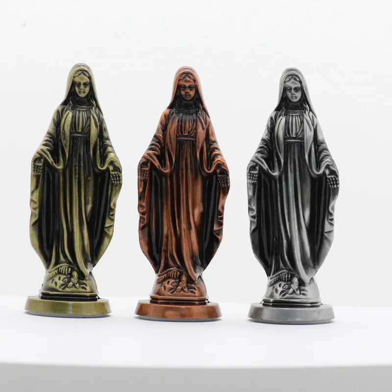 Metal Crafts Religious Decoration Virgin Mary Our Lady Figurine Car Home Desktop Ornaments Catholic Crafts