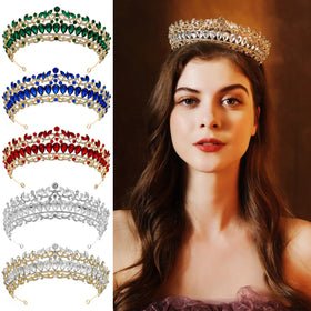 New Bridal Jewelry Exquisite Handmade Crystal Beaded Wedding Crown for Queen Dress Accessories Tiaras Prom Pageant in Christmas