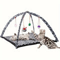DOUBLEFLY Interactive Plastic Cat Toy Rocking Activity Mat Swing Playing Station Scratching Area Hanging Rolling Ball Cats