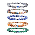 New Fashion Buddha Health Balance Yoga Bangle Jewelry 6mm Obsidian Hematite Beads Nature Stone Evil Eyes Bracelet for Women Men