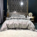 Wholesale Silver Bedroom Home Textiles 100% Cotton Grey Bed Sheet Queen Size Satin Jacquard Duvet Quilt Cover Bedding Set