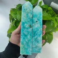 Natural  Crystal Quartz  Polished Healing Big Tower Chrysocolla Points Wand