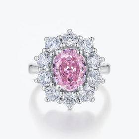 S925 Sterling Silver Women's Zircon Ring Brightly Coloured Powder Finish Classic Oval Cut Anniversary Weddings Parties