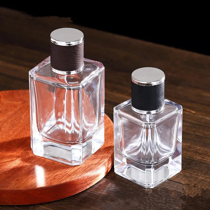 Luxury 100ml Square Glass Cosmetic Bottle High Capacity Empty Room Spray with Custom Cap Pump for Skin Care Serum Carton Packing