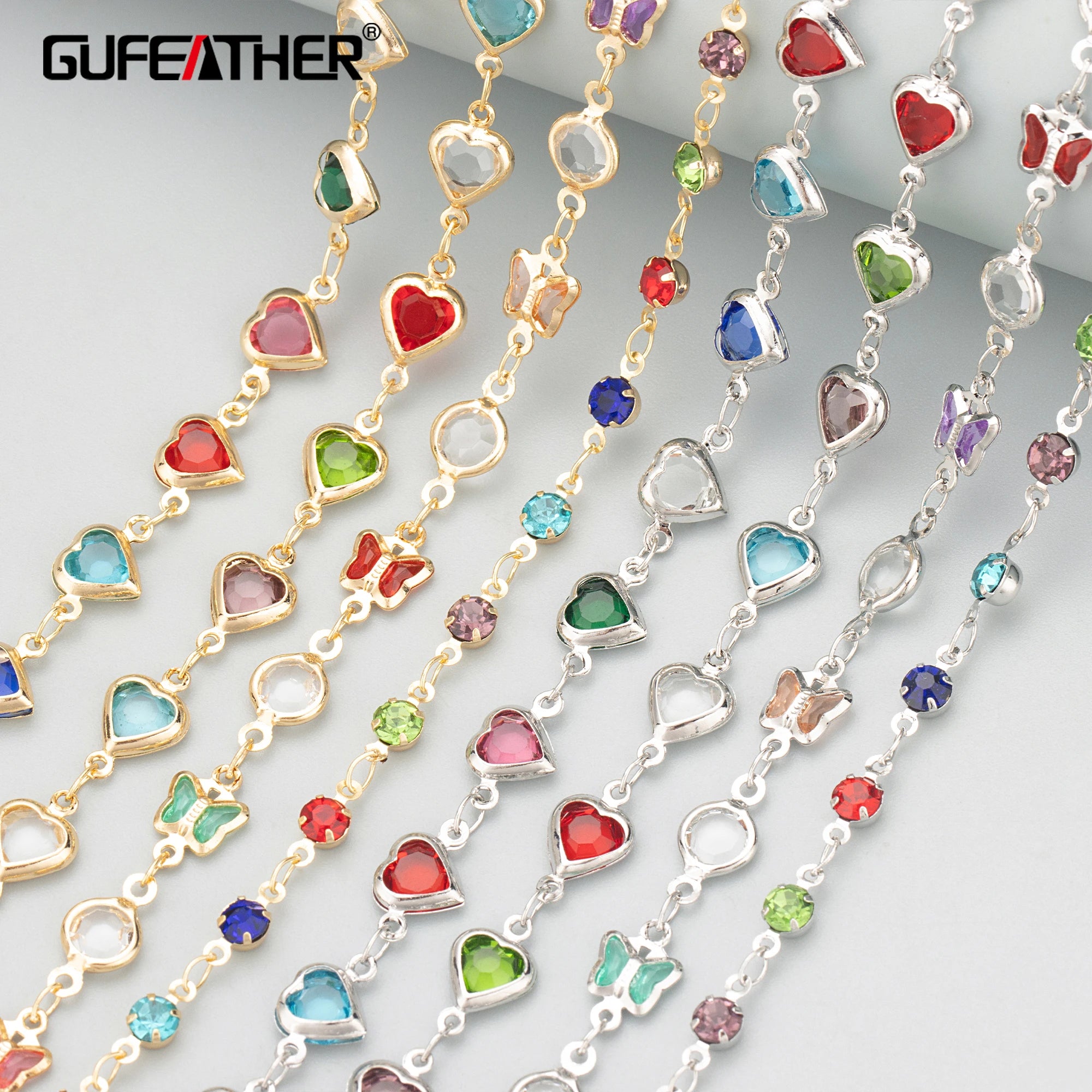 C362 GUFEATHER High-quality 18k Gold Rhodium Plated Copper Zircon Chain Nickel Free Handmade Jewelry Making Charms DIY Bracelet
