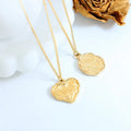 Ins Retro Stainless Steel Gold Plated Necklace Embossed Peach Heart Irregular Pendant Necklace