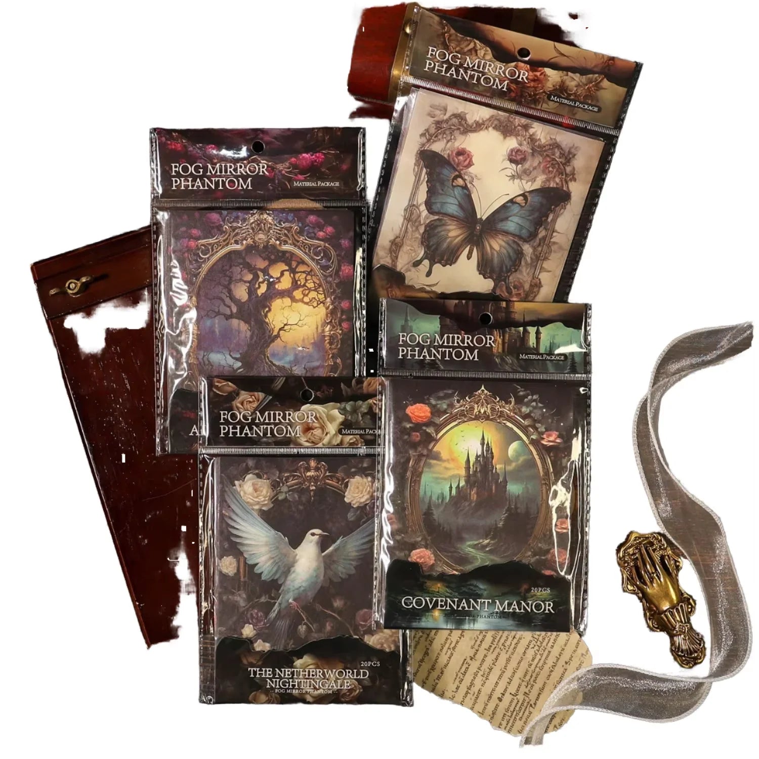 20 Sheets/Mist Mirror Phantom Series Retro Dark Gothic Handbook Material Paper Handbook Collage DIY