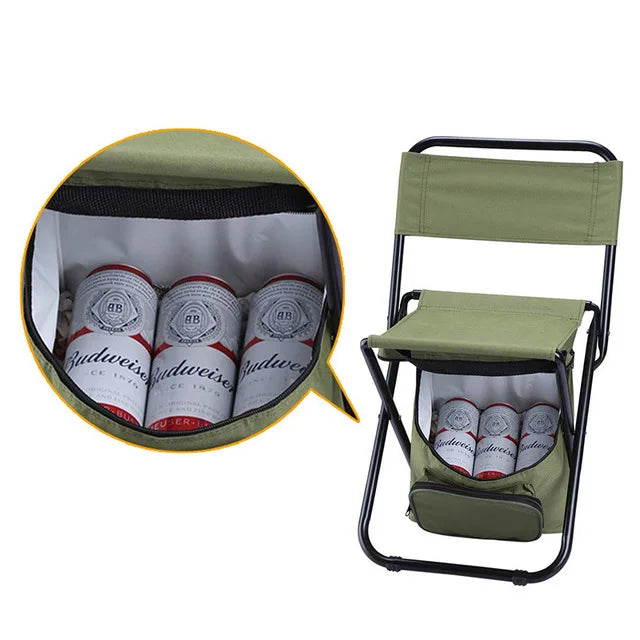 Portable Fish Chair Backpack Flexible Folding Camping Fishing Chair with Cooler Bag
