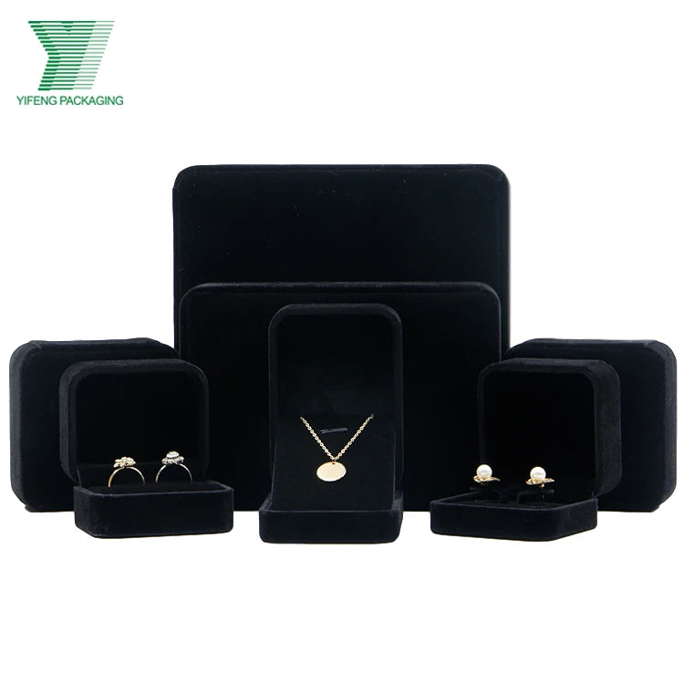 Luxury Black Cardboard Jewelry Box Gift Display Portable Travel Case Earring Ring Packaging Customized Size 100 Pcs Yifeng Brand