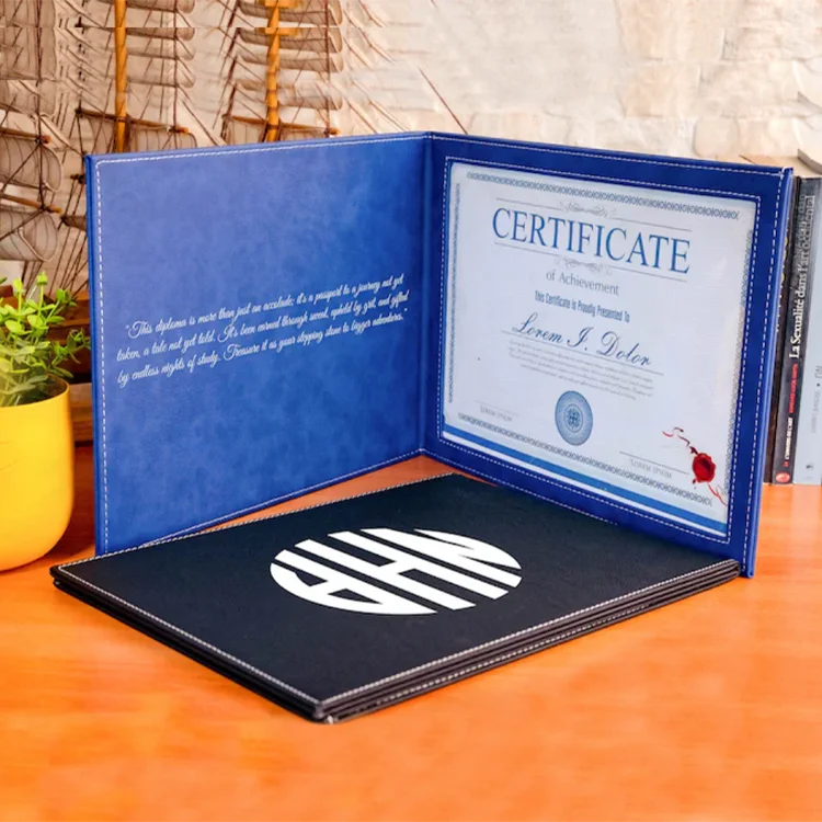 Personalized Graduation or Wedding Gifts PU Leather Diploma Holder Laser Blanks Folder Engraved Leatherette Certificate Cover