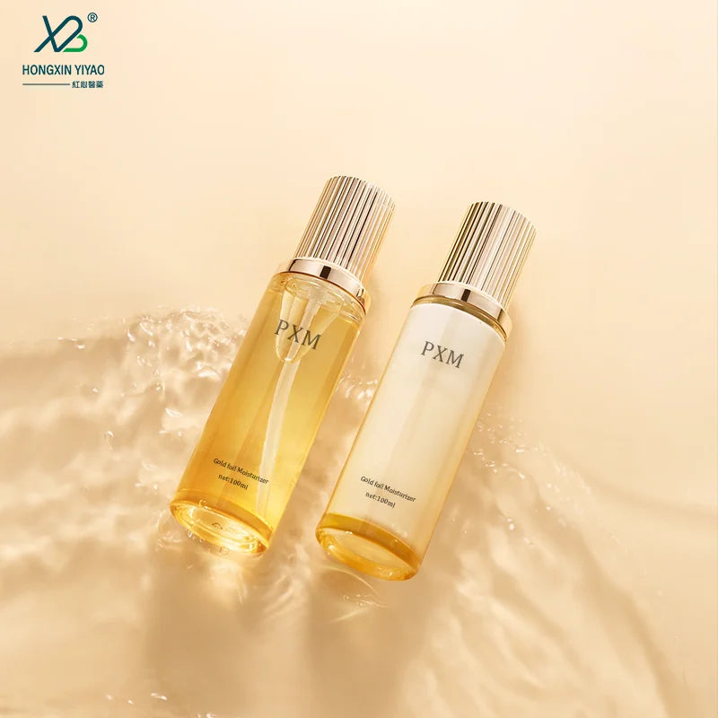 100ml 120ml Rose Gold Combination Emulsion High-end Cosmetic Glass Bottle Screw Cap Screen Printed Pump Head Skin Care Serum