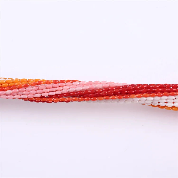 Wholesale Rice Shape Multi Color Coral Loose Bead Strands