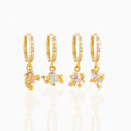 ZUOLA Fashion Jewelry Set 18K Gold Plated Cuff Hoop Earrings Star Pendant 4pcs Drop Huggie Earring for Girl