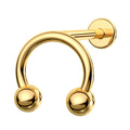 Toposh Gold Plated CBR Helix Stud Titanium Flat Back Earring Cartilage Earring Tragus Internally Threaded Piercing Jewelry