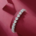 Silver 925 Original Brilliant Cut Diamond Test Past 6.5mm D Color Heart Moissanite Bracelet Chain for Wedding Fine Jewelry