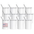 PYD Life USA Free Shipping 12 Pack 13 oz Travel Water Straight Skinny Tumblers Sublimation Coffee Mug Cups in Bulk with Lid
