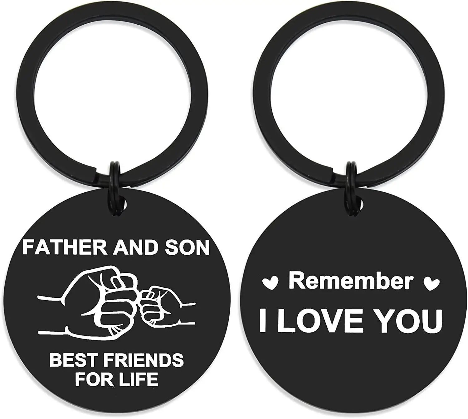 Top Selling Father's Day Keychain Stainless Steel Double-Sided Engraved Creative Gift Customizable