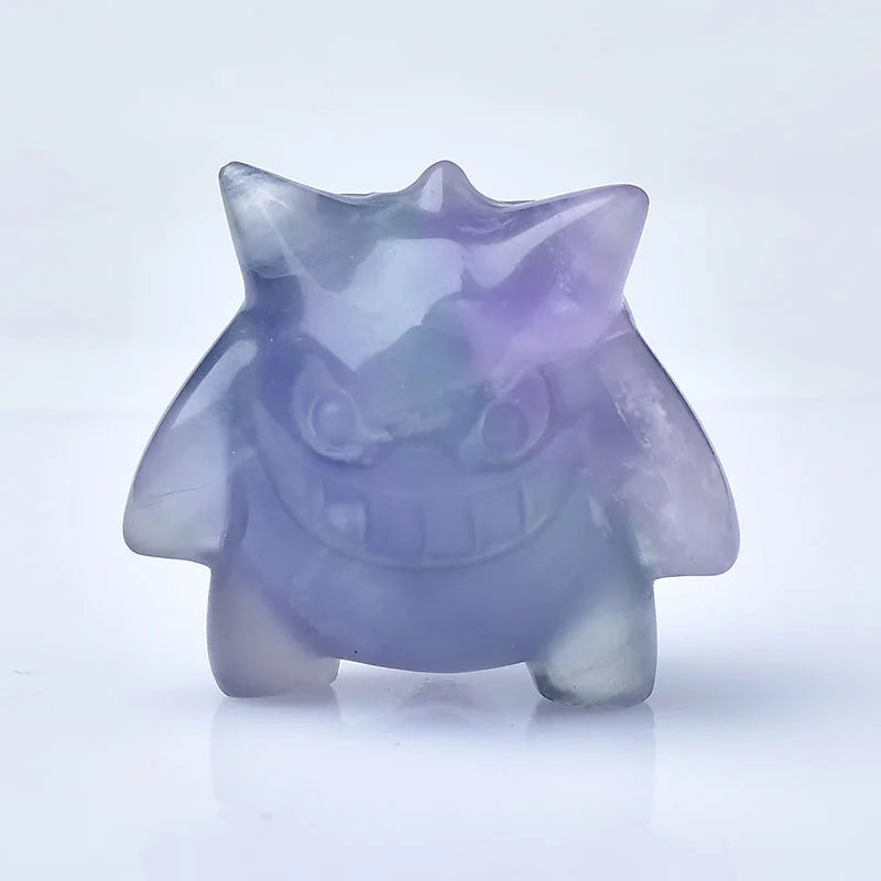 Natural Crystal Gengar Statues Carving Purple Fluorite Gengar for Children Gifts