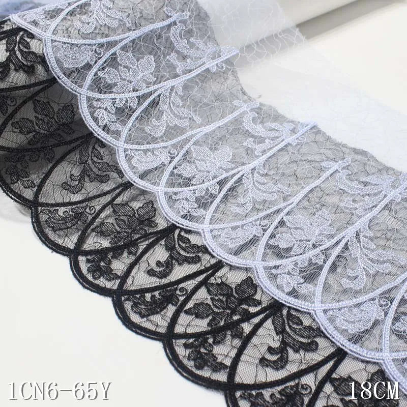 Light Blue Floral Embroidery Lace Trim for Clothes Sewing Material Lingerie Fabric 18cm Border Lace
