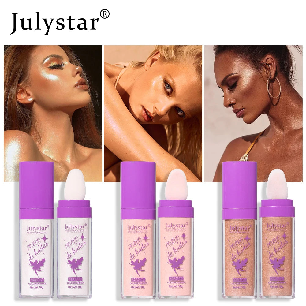 Moonlight White Diamond Highlighter Powder Face Contour Brighten Makeup Single Color Fairy High Light Pat Powder Natural Blush