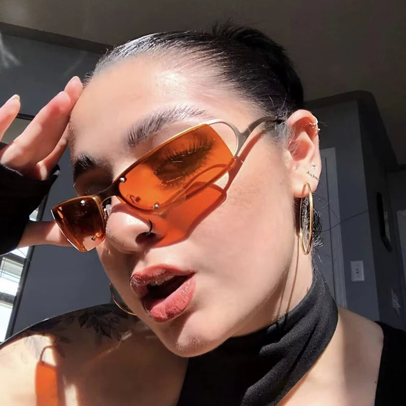 7130 High-quality Fashion Metal Hollowed Out Oval Sunglasses Punk Retro Sun Glasses