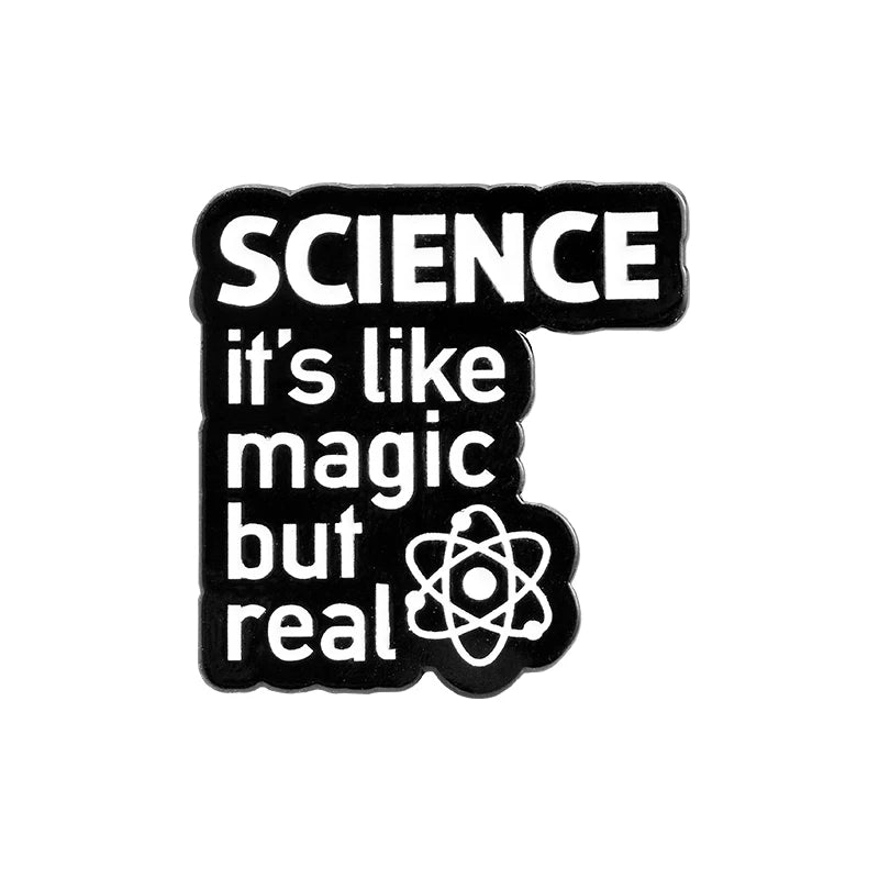 Hot Sale Letters Phrase Brooch Lapel Badge Fun Energy Quote Science Is Magic but Real Creative Letter Pin Decoration Clothes