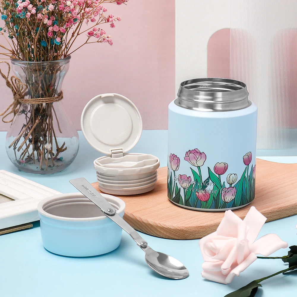 Wholesale 750ml Stainless Steel Thermos Lunch Box with PP Lid Kids Bento Bento for Lunch and Water Bottle