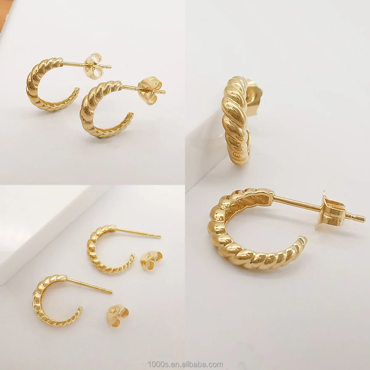 9K Real Gold Yellow Gold Earrings Small Hoop Earring Women Jewelry 9k Solid Gold Earrings Wholesale