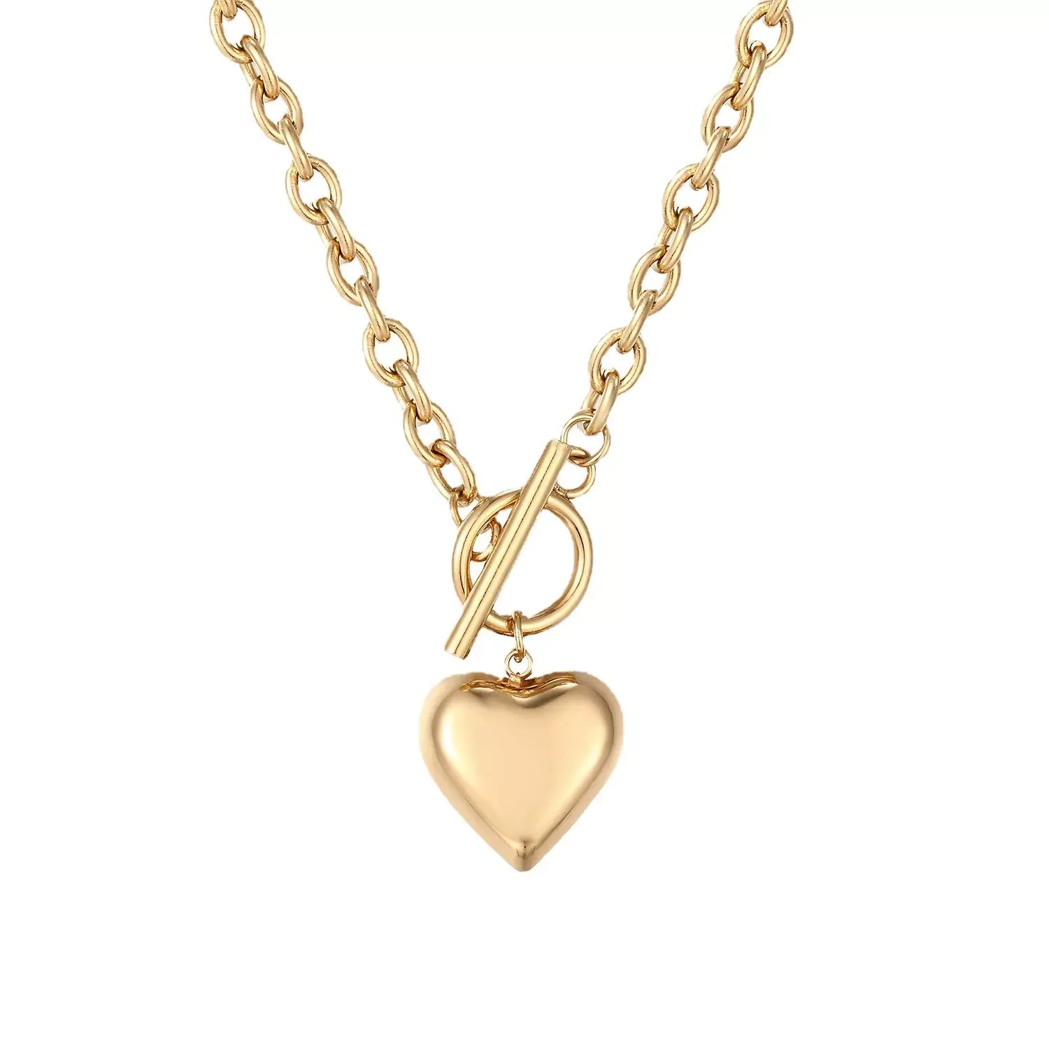 New Arrival Minimalist Chunky Heart Necklace Brass Love Heart Pendant Necklace