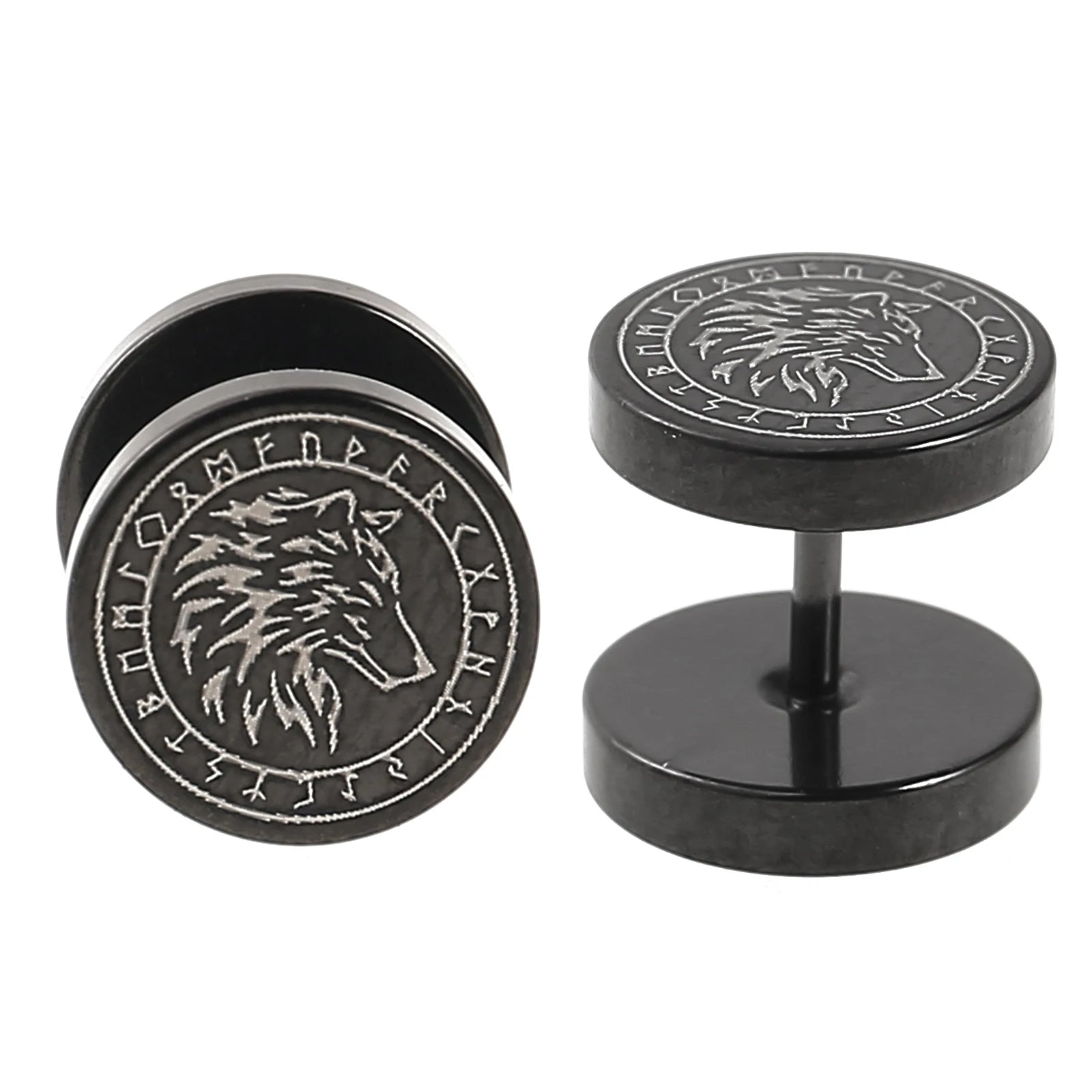 Fashion Jewelry Viking Souvenir Stainless Steel Earrings Unisex Viking Earrings Norse Wolf Earrings Viking Jewelry