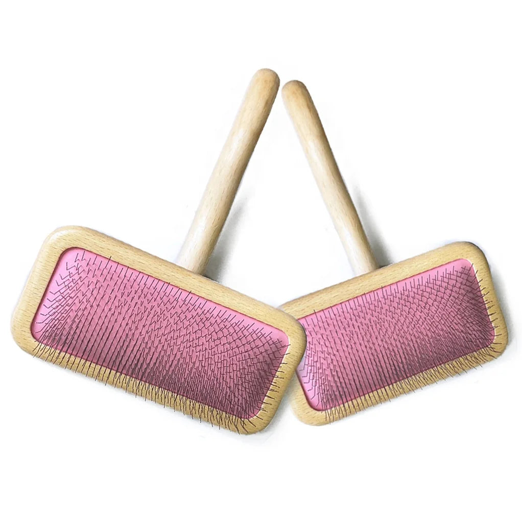 Baoli OEM Peines Para Perros 92x170mm M Beech Soft Dog Oblong Steel Pin Brush Pet Cat Dog Grooming Slicker Brush Pet Brush