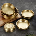 Luxury Pickled Vegetables Appetizer Side Dish Plate Korean Snack Sauce Dish Silver Golden Korean Kimchi Stainless Steel Bowl Set