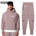 RUIQUWIN 2024 Men's Two-Piece Set Crew Neck Long Sleeved Hooded Casual Fashion Pants Plus Size Lightweight Hot Sale Wholesale