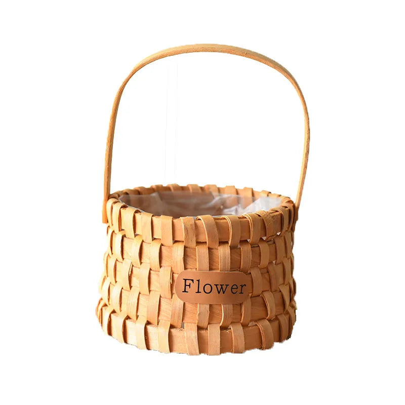 Home Decoration Baskets Pastoral Style Handmade Rattan Woven Hand-held Baskett