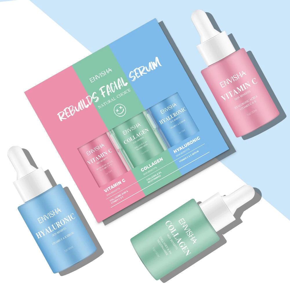 Envisha Low Moq Facial Whitening Skin Care Set Private Label Anti Aging Collagen Vitamin c Serum Face Skin Care Gift Set