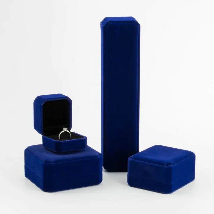 Blue Colorful Flannel Jewelry Ring Bracelets Necklace Pendants Earrings Packing Box Cheaper Small Moq Velvet Packaging Box
