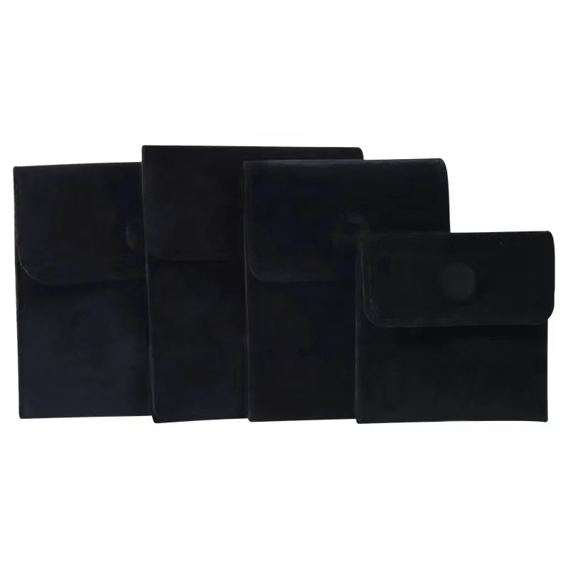 Custom Black Suede Envelope Jewelry Pouch with Hot Stamped Logo New Cheap and Recyclable for Craft Use