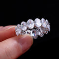 Luster Custom Crafted Laser Eternity Band Jewelry Tested Positive 925 Silver 5x7mm GRA Moissanite Oval Ring