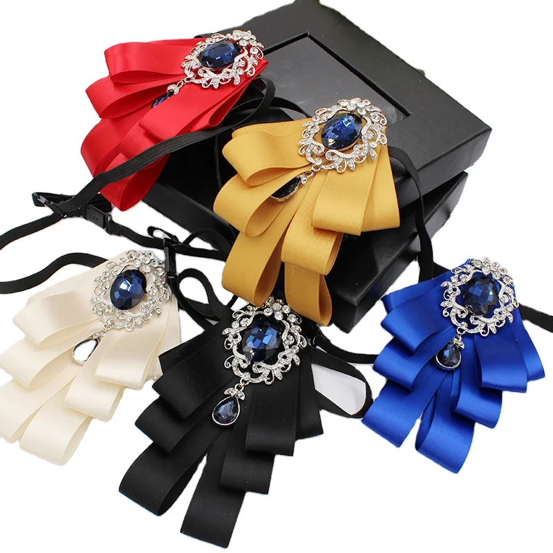 Men's Suit Bow Tie Gemstone Style Groom and Best Man Collar Flower Tie for Wedding