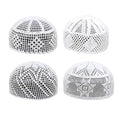 Handmade Crochet Islamic Hat White Elastic Kufi Hijab Cup for Men Ethnically Designed Muslim Cap