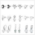 Korean Fashion Pearl Stud Drop Earrings Pure Silver 925 Ear Jewelry for Women Gift