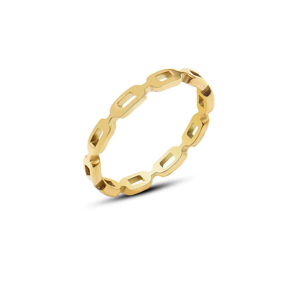 INS Plated Jewelry Knuckles Hollow Rings Gold Stainless Steel New Trendy for Girls Tarnish Free 18K Opp Bag Women's Geometric