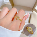 Trendy French Opening Adjustable Ring Women's Fashion Personality Hollow Heart Shaped Index Finger Ring for Women Girls